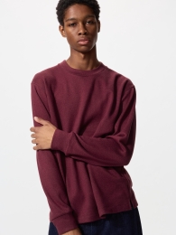 UNIQLO Мягкий флисовый свитер с круглым вырезом, Коричневый, Размер XS  фото