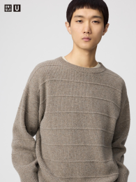 UNIQLO Свитер с круглым вырезом Серый, XS - Расслабленный крой, Спортивный стиль  фото