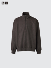 UNIQLO Брашированная флисовая рубашка полузастежка на молнии, Коричневый, Размер XS (ブラッシュドスウェットハーフジップシャツ) фото