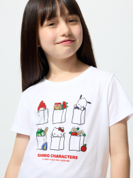 UNIQLO Девочки, Sanrio Characters, укороченный футболка.  фото