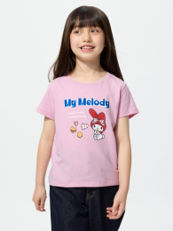 UNIQLO Девочки, Sanrio Characters, укороченный футболка.  фото
