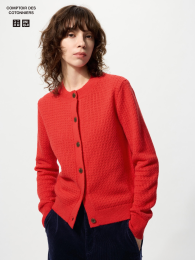 UNIQLO Кружевной кардиган с круглым вырезом из шерстяной смеси, XXL, Ультрамарин (ウールブレンドクルーネックカーディガン) фото