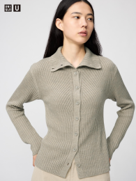 UNIQLO Мериносовый кардиган с высоким воротом, Бежевый, Размер S  фото