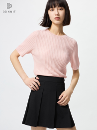 UNIQLO 3D мериносовый ребристый свитер с круглым вырезом и рукавами длиной до локтя  фото