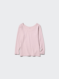 UNIQLO Экстра-тёплая футболка из хлопка Heattech с U-образным вырезом и 8/10 рукавами (極暖ヒートテックコットンUネックT/8分袖) фото