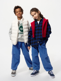 UNIQLO Теплые удобные джинсовые брюки для детей (Эластичный пояс)  фото