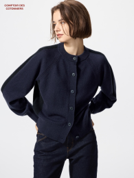 UNIQLO Кашемировый кардиган с круглым вырезом, L, Ультрамарин  фото