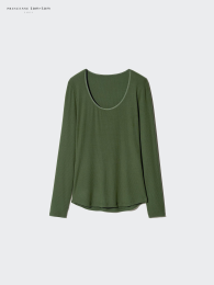 UNIQLO Экстремально теплая термокашемировая рибана с круглым вырезом и длинными рукавами  фото