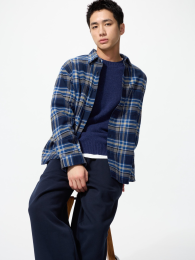 UNIQLO Фланелевая рубашка в клетку, Мужская, Размер (Указать размер), Материал (Указать материал)  фото