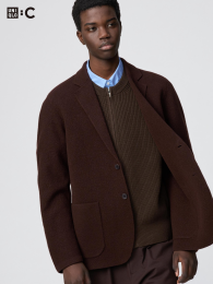 UNIQLO Вязаный жакет: Свободный силуэт, размеры S-4XL, Черный/Темно-коричневый/Темно-серый  фото
