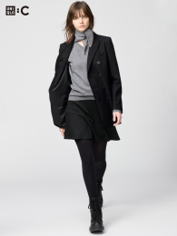 UNIQLO Флейс-коат, Черный, XL - Асимметричный Пеплум Дизайн  фото