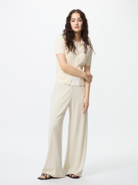 UNIQLO Кريب-джарси прямые брюки (Натуральный, Размер 3XL)  фото