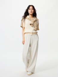 UNIQLO Укороченные прямые брюки из теплого флиса (Темно-коричневый, XS) (ウォームフリースストレートパンツ/丈短め) фото