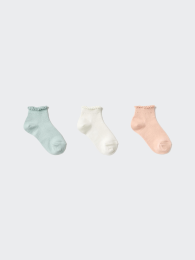 UNIQLO Девочки, короткие носки (комплект из 3 пар) | Светло-зеленый, 16-20/20-24 см  фото