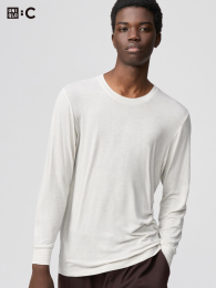 UNIQLO Экстремально теплая термолента кашемир-хлопок, круглой горловиной, 3/4 рукава  фото
