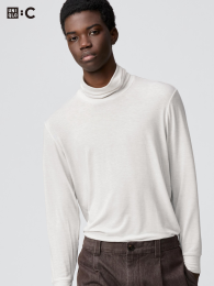 UNIQLO Экстремально тёплый Heattech кашемировый микс с высоким горлом, футболка с 3/4 рукавом.  фото