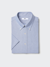 UNIQLO Джерси-Рубашка Синяя Не Мнется, Быстро Сохнет (Размеры XS-4XL)  фото