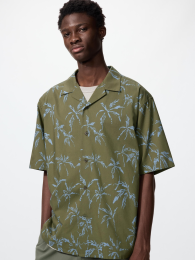 UNIQLO Рубашка с открытым воротником (Синий/Оливковый) | Размеры XS-4XL  фото