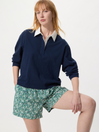 UNIQLO Драпированные удобные шорты (Размер XXL, Синий) - Легкий крой с цветочным принтом  фото