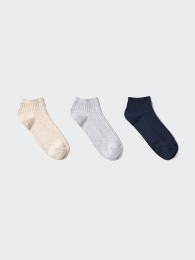UNIQLO Носки короткие, 3 пары, ребристые, дезодорирующие, Размер 23-26 см  фото