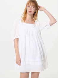 UNIQLO Хлопковое мини-платье с добби-тканью, Белый, Размер XXL  фото