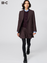 UNIQLO Флейс-коат Серый XS с Асимметричным Пеплумом  фото