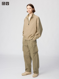 UNIQLO Широкие Карго-Брюки с Эластичным Поясом (Размер 3XL, Темно-зеленый)  фото