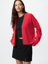 UNIQLO Гладкий хлопковый кардиган с V-образным вырезом и короткими рукавами.  фото