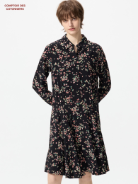 UNIQLO Миди-платье с длинными рукавами, Принт Рейон  фото