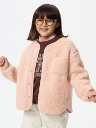 UNIQLO Девочки. Кардиган из флиса с отделкой из искусственного меха.  фото