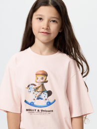 UNIQLO Футболка с увеличенной посадкой, Розовый, Размер 120 (6-7歳)  фото