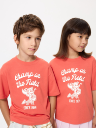 UNIQLO Эйризм хлопковая футболка с графическим рисунком и круглым вырезом.  фото