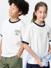 UNIQLO Детская футболка из хлопка AIRism с графическим дизайном и круглым вырезом (Размеры 110-160)  фото