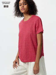 UNIQLO Льняная футболка с круглым вырезом, Размер 3XL, Цвет Оливковый  фото