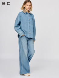 UNIQLO Низкие широкие джинсы  фото