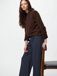 UNIQLO Широкие брюки с защипами XS | Ультрамарин, Светло-серый  фото