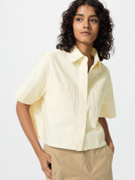 UNIQLO Джинсовая рубашка с прямым кроем и рукавом длиной до локтя.  фото