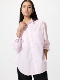 UNIQLO Хлопковая рубашка оверсайз с длинными рукавами  фото