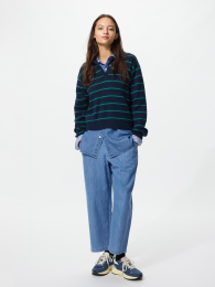 UNIQLO Хлопковые расслабленные брюки-дудочки Синий, XXL-3XL  фото