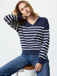 UNIQLO Машинная стирка вязаного трикотажного поло-свитера с ребристой текстурой.  фото