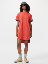 UNIQLO Оверсайз двуцветное платье-футболка с коротким рукавом  фото