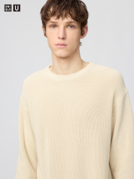 UNIQLO Круглый свитер с заниженными плечами, Коричневый, XS-L  фото