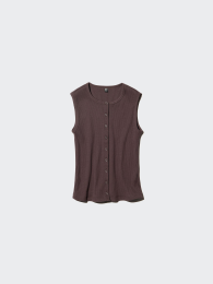 UNIQLO Футболка без рукавов с открытой передней частью и круглым вырезом, размеры XS-3XL  фото