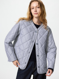 UNIQLO Пуховая куртка без воротника, серая  - купить