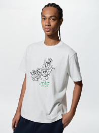 UNIQLO Футболка UT с принтом Нью-Йоркское метро от Джейсона Полана (Размер 3XL, Светло-серый)  фото