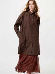 UNIQLO Широкоразмерное рубашечное платье оверсайз (XS, Темно-коричневый/Черный)  фото