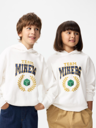 UNIQLO Майнкрафт Толстовка с капюшоном, Размер 100, Цвет Выбеленный  фото
