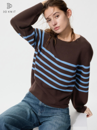 UNIQLO 3D Хлопковый Свитер с Круглым Вырезом и Объемными Рукавами (100% Хлопок)  фото