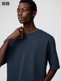 UNIQLO Эйризм хлопковая oversize футболка в полоску.  фото