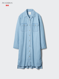 UNIQLO Открытое платье-рубашка из денима.  фото